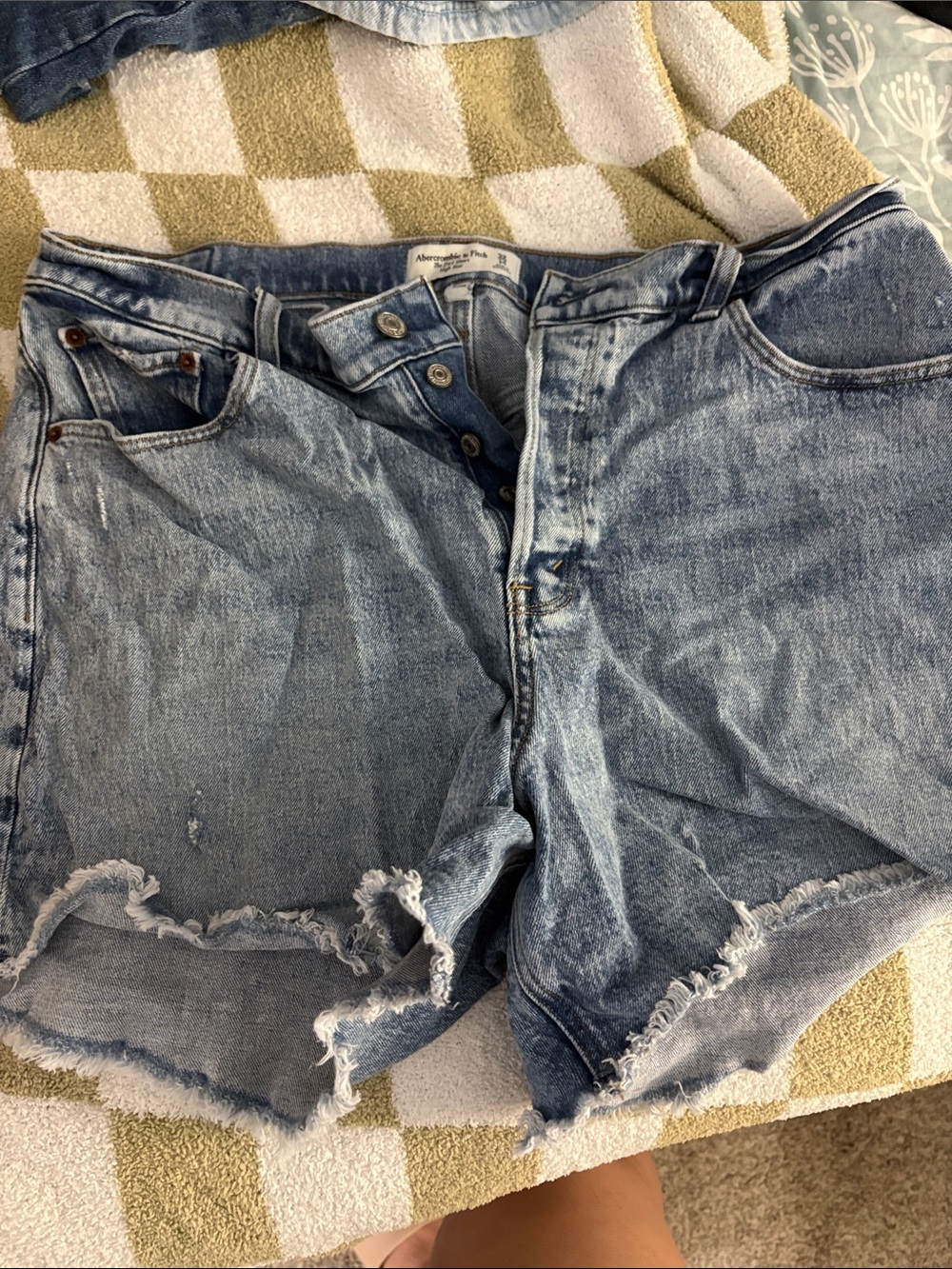Abercrombie & Fitch Light Blue Distressed Denim Shorts